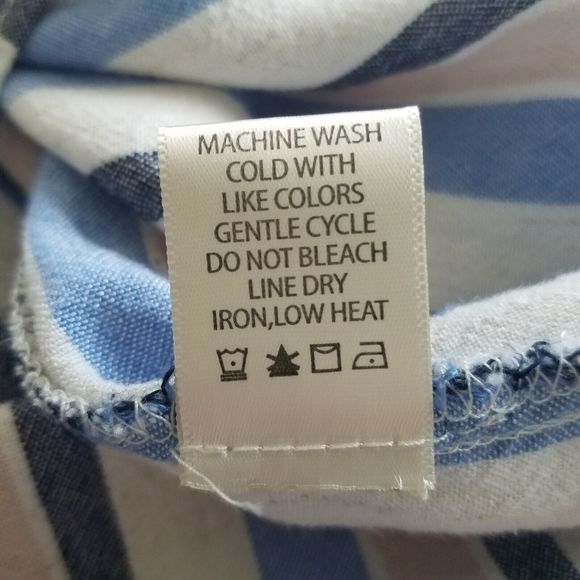 Max Studio Womens M Skirt Midi Hi Lo Linen Blend Stripe Boho Lagenlook Nautical - Picture 6 of 8